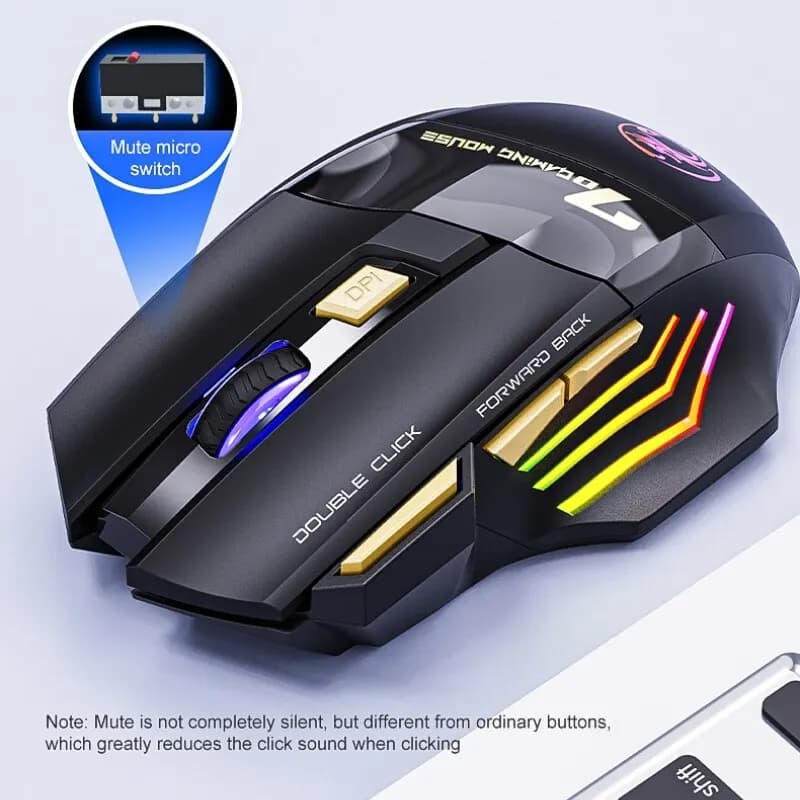 ماوس ألعاب لاسلكي IMICE GW-X7، 3200DPI، ثنائي الوضع، 7 أزرار قابلة للبرمجة، إضاءة خلفية RGB، قابل لإعادة الشحن - 3