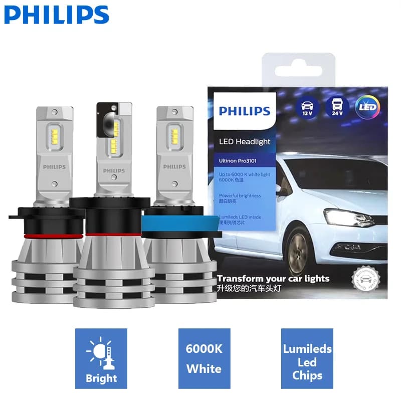 فيليبس ألتنيون برو 3101 H1 H4 H7 H11 HB3 9005 HB4 9006 HIR2 9012 LED كشاف سيارة 6000K أبيض ساطع مصابيح ضباب LED أصلية