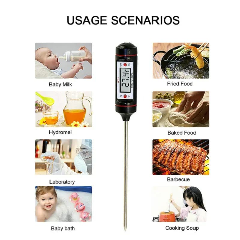 Portable Digital Kitchen Thermometer BBQ Meat Water Oil Cooking Electronic Probe Food Oven Thermometer WT-1 With Tube - 6