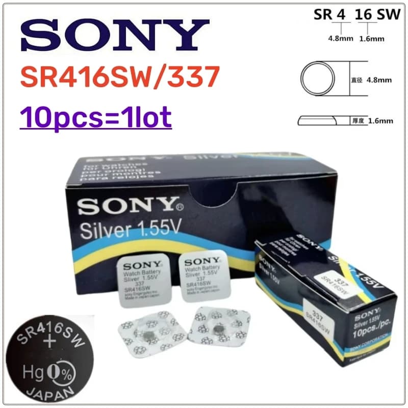 10Pcs Original SONY 337 SR416SW battery watch battery 623 D337 V337 SP337 1.55V Independent packaging