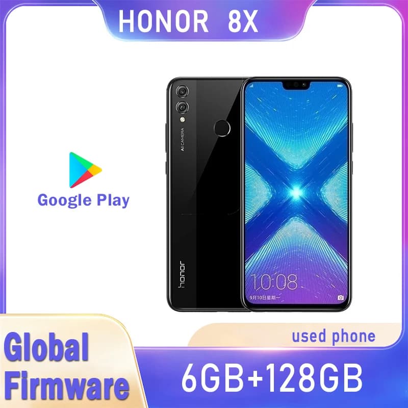 هاتف هونر 8X الذكي، معالج Haisi Qilin 710، شاشة 6.5 بوصة، بطارية 3750 مللي أمبير، كاميرا خلفية 20 ميجابكسل، ثنائي الشريحة - مجدد
