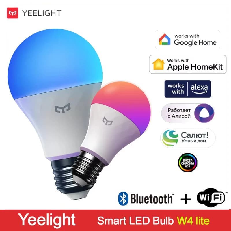 مصباح ليد ذكي Yeelight W4 Lite E27 BLE+WIFI 800lm 8W 2700-6500K تحكم عن بعد منزل ذكي يعمل مع Homekit وجوجل وأليكسا