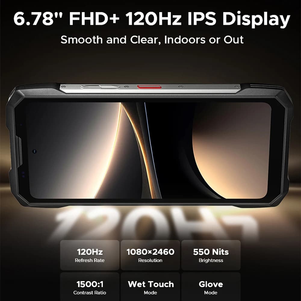إصدار عالمي DOOGEE V Max 2 Pro 5G هاتف متين شاشة 6.78 بوصة FHD+ IPS بمعدل تحديث 120Hz سعة 48GB+1TB بطارية 22000mAh كاميرا 200MP شحن 120W أندرويد 16 - 3