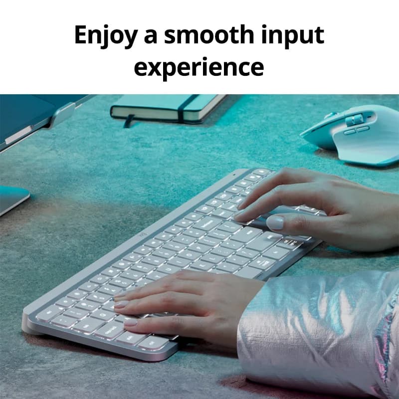 لوحة المفاتيح اللاسلكية المضيئة Logitech MX Keys S، إضاءة خلفية، بلوتوث، متعددة الأجهزة، USB-C، متوافقة مع ويندوز/ماك/ChromeOS - 2