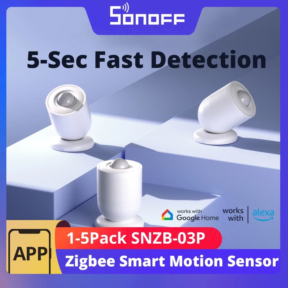 1-5 قطع SONOFF SNZB-03P مستشعر حركة زيجبي تشغيل إضاءة ذكية وأمان منزلي يعمل مع أليكسا جوجل هوم عبر مركز زيجبي