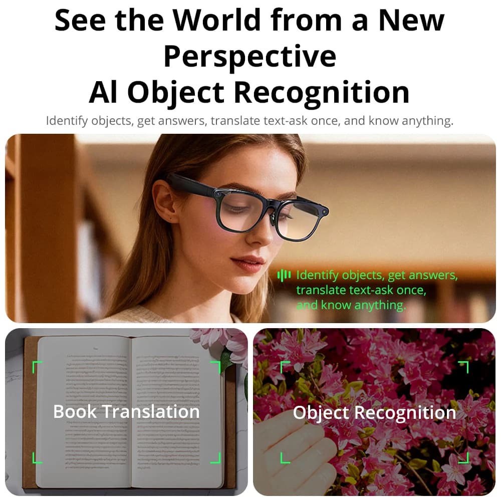 نظارات كولمي الذكية بتقنية AI وكاميرا 8 ميجابكسل وتصوير الفيديو ومساعد ChatGPT وترجمة في الوقت الفعلي ومكالمات بلوتوث ونقل WiFi ومقاومة الاهتزاز - 5