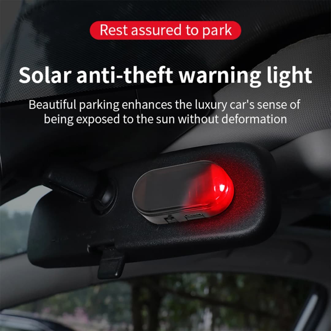 Car Mini LED Solar Warning Light Night Security Simulation Alarm Wireless Anti-theft Warning Light Red Flash Interior Decoration - 2