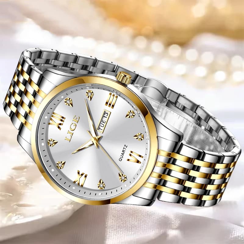 LIGE New Ladies Waterproof Watches Fashion Business Diamond Bracelet Watch For Women Simple Casual Luminous Quartz Chronograph - 2
