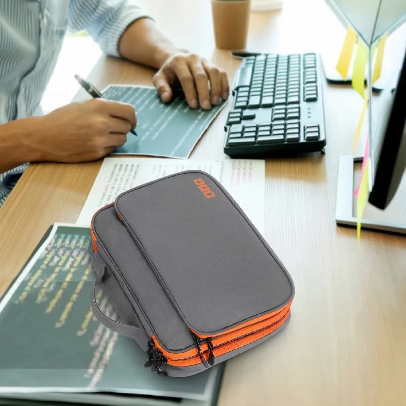 حقيبة تخزين شاحن كابل بيانات USB محمولة منظم كابلات متعدد الطبقات للسفر منظم إلكترونيات رقمية - 6