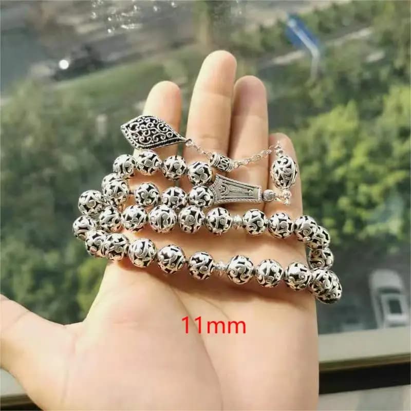 Metal tasbih silver color muslim 33 beads bracelet Islamic accessories on hand misbaha - 3