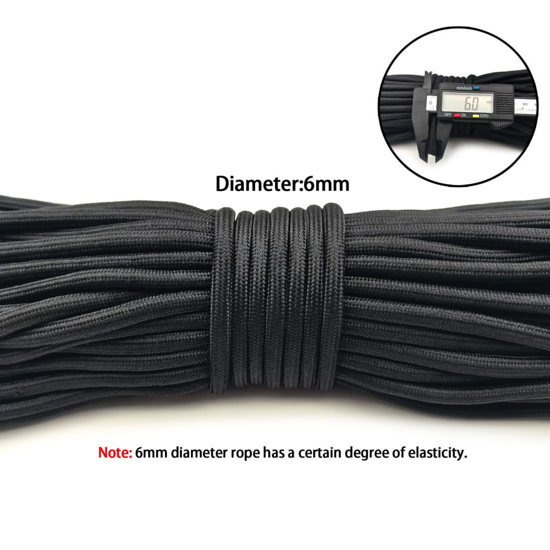 1/2/3/4/5/6mm Diameter Paracord, Parachute Cord Outdoor Gear for Climbing Camping Hiking, DIY Bracelet Jewelry Making Lanyard - 6