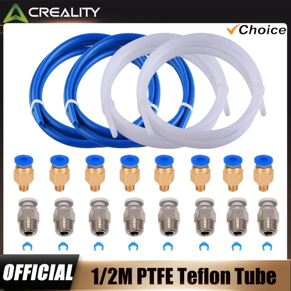 Creality 1M 2M 3D Printer PTFE Tube Bowden Tubing Upgrades with 8x PC4-M6/PC4-M10 3D Printer Bowden Tube  for 1.75mm Filament