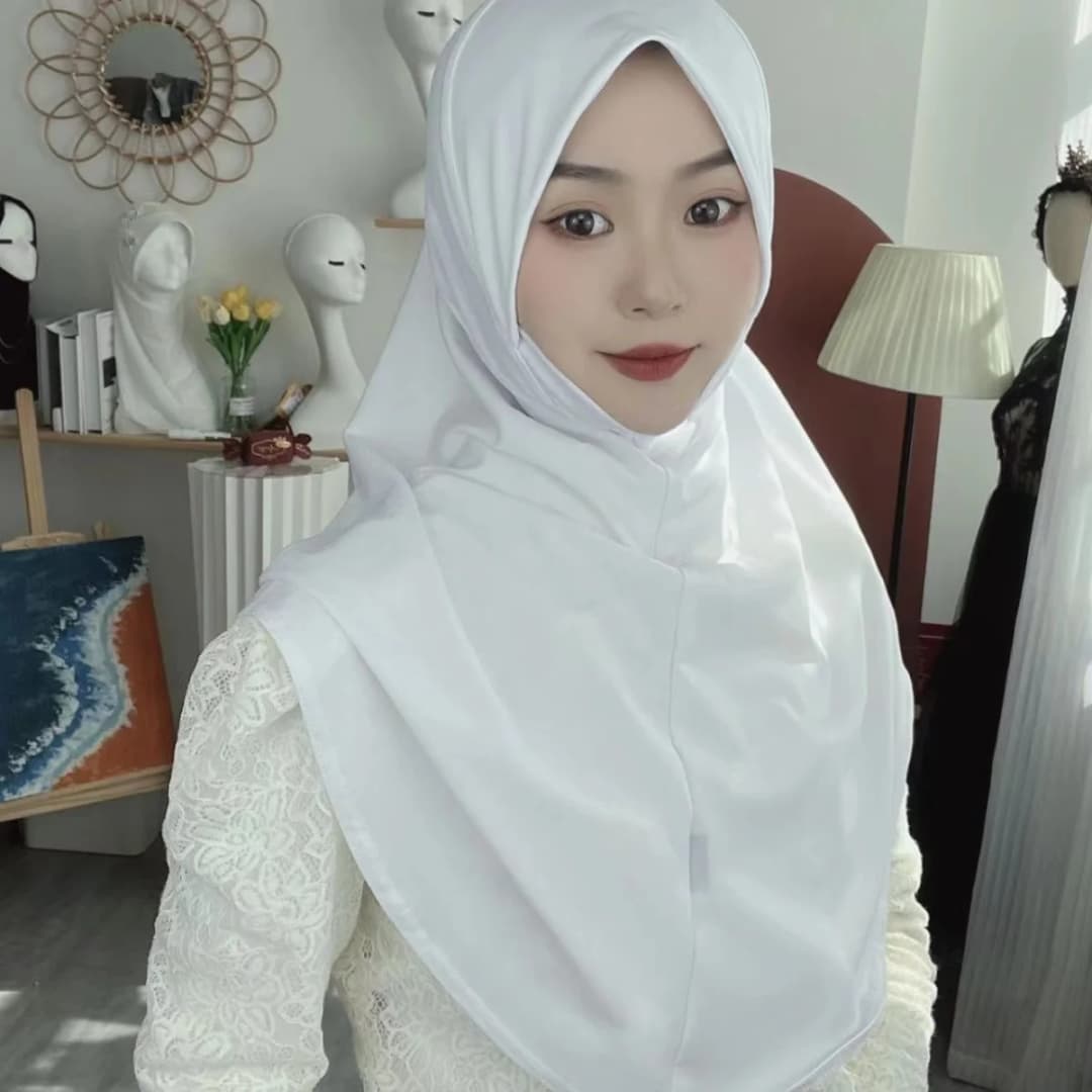 H124 Adults high quality big size muslim hijab scarf with chin part islamic headscarf hats armia pull on headwrap turban caps - 2