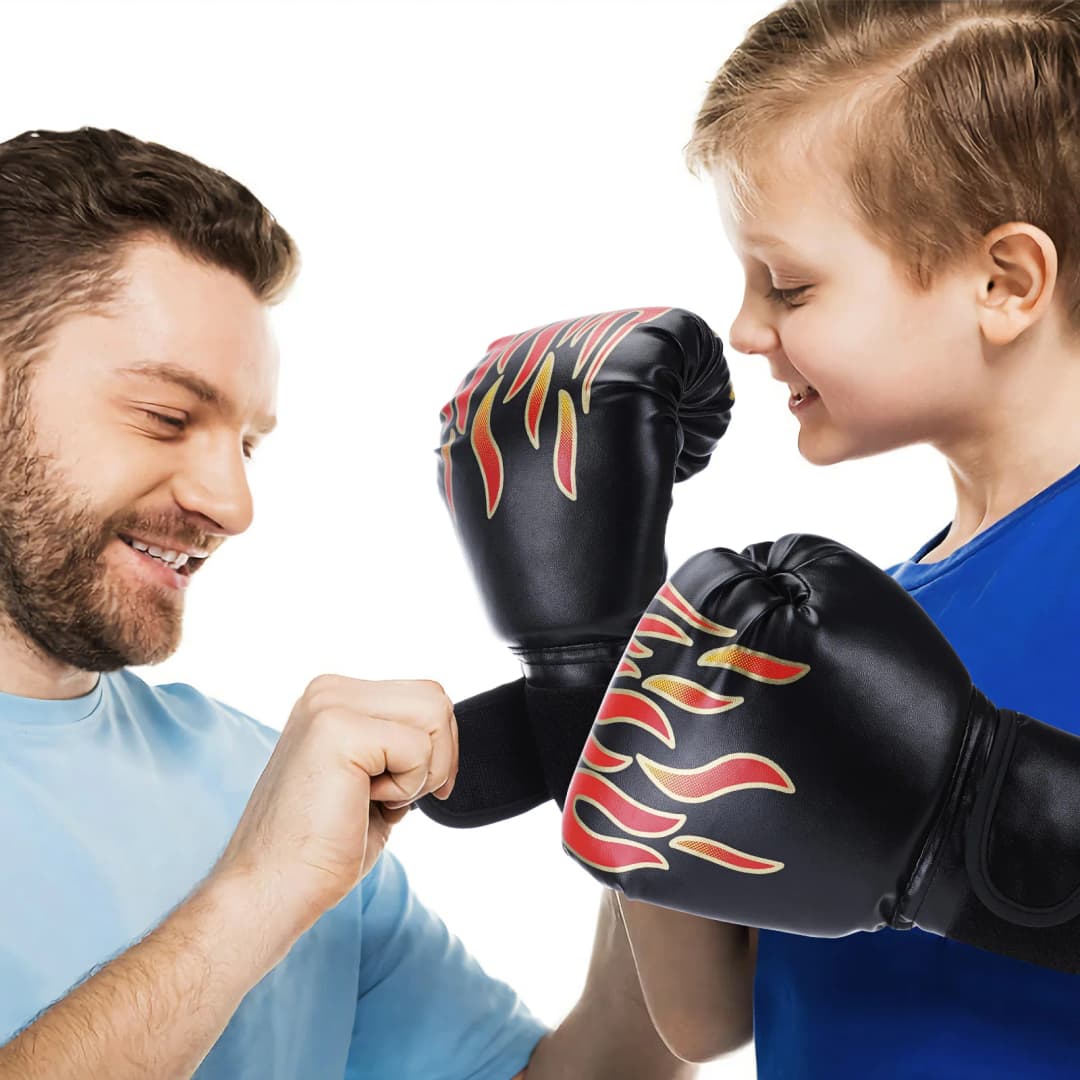 1 Pair Punching Training Workout Fight Exercise Mitts Kids Leather Boxing Gloves Kids Children Train Gym Glove Hand Protector - 4