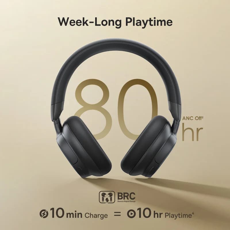 Baseus Bowie MH1 Bluetooth Headphones 48dB Noise Cancellation Hi-res LDAC Over Ear Headset Audio Wireless Earphone Earbuds - 6