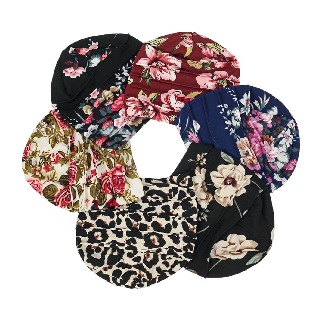 Trendy Printed Flower Cap Night Sleeping Cap Muslim Women Hijab Leopard Bonnet Ladies Headscarf Convenient Hat Wrap - 6