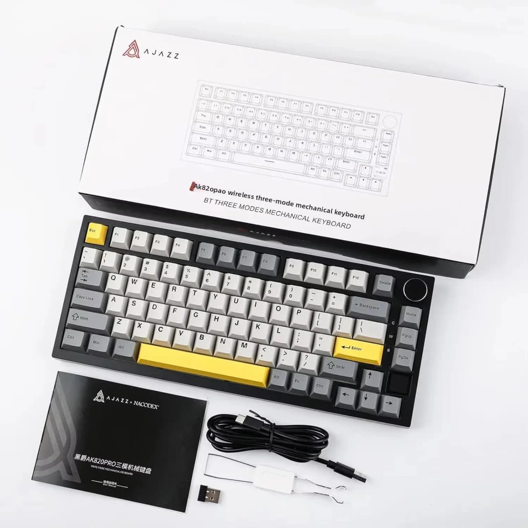 لوحة مفاتيح ميكانيكية للألعاب Ajazz AK820/AK820Pro بلوتوث 5.1/لاسلكية/سلكية لوحة مفاتيح مخصصة بزر مختوم لتبادل الحرارة - 6