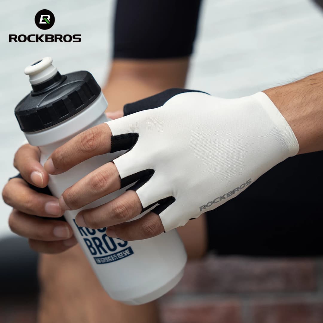 قفازات ركوب الدراجات الصيفية ROCKBROS بنصف إصبع، مرونة عالية، خفيفة الوزن، قابلة للتنفس، امتصاص الصدمات، مناسبة للرجال والنساء - 2