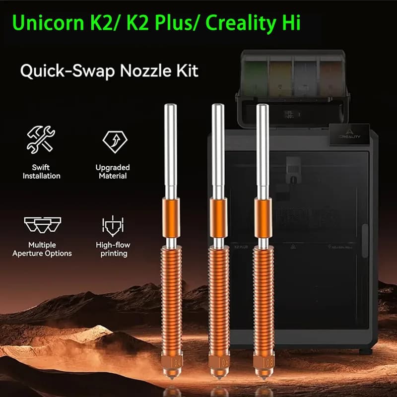 مجموعة فوهات استبدال سريع يونيكورن من كرياليتي K2 Plus، 0.2/0.4/0.6/0.8mm، إكسسوارات طابعة 3D محدثة، متوافقة مع K2/K2 Pro/K2 Plus - 2