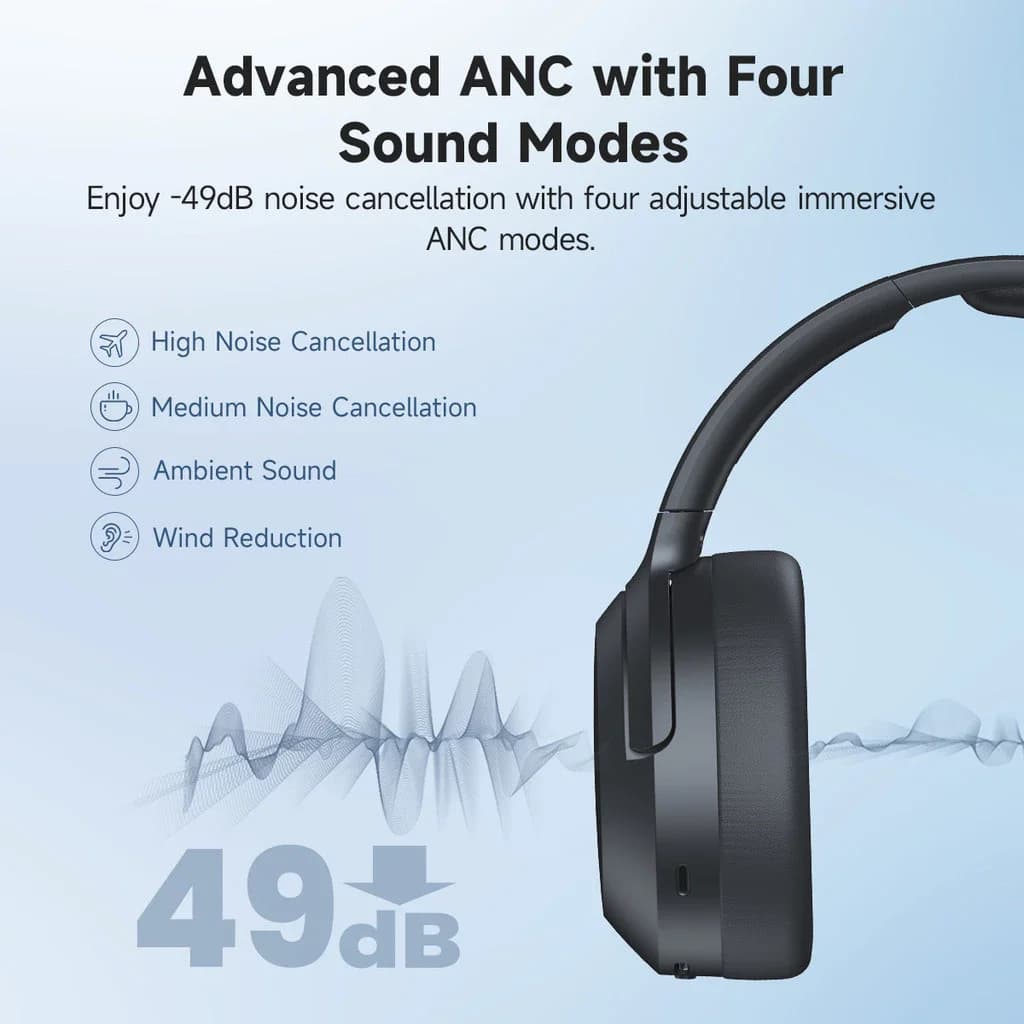 إديفاير W820NB بلس (إصدار 2025) سماعات رأس لاسلكية مع تقنية إلغاء الضوضاء النشطة بلوتوث 6.1 سماعات أذن فوق الأذن -49dB إلغاء الضوضاء سماعات أذن صوت عالي الدقة - 3