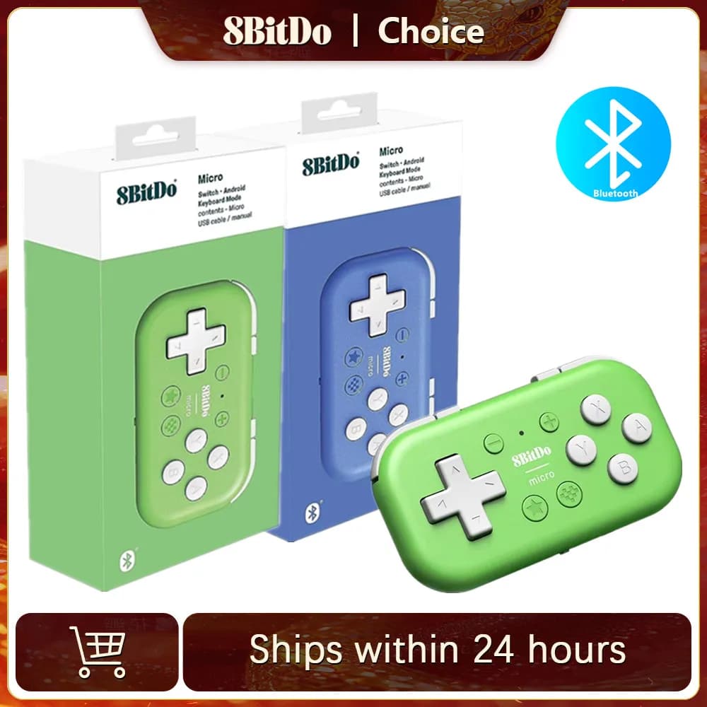 ذراع تحكم ألعاب بلوتوث 8Bitdo Micro صغير الحجم لسويتش، أندرويد، وراسبيري باي، يدعم وضع لوحة المفاتيح