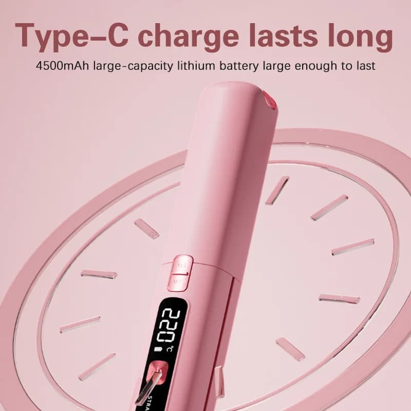 TINSOL New Mini Wireless Straightener Portable Curler, Multi-Function Professional Hair Styling Tool 6 Temperature Settings - 4