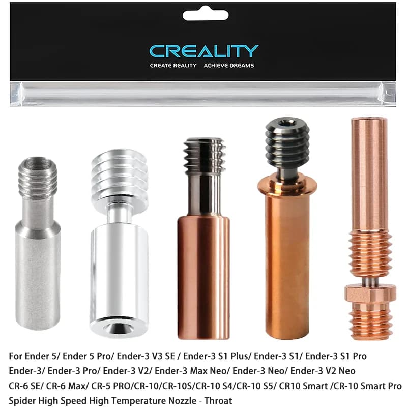 أنبوب فوهة من سبائك التيتانيوم ثنائي المعدن من Creality Ender3، مناسب لـ Ender3 S1/3 V2/3 Pro/Ender 5/CR-6 SE/CR-5 PRO/CR10