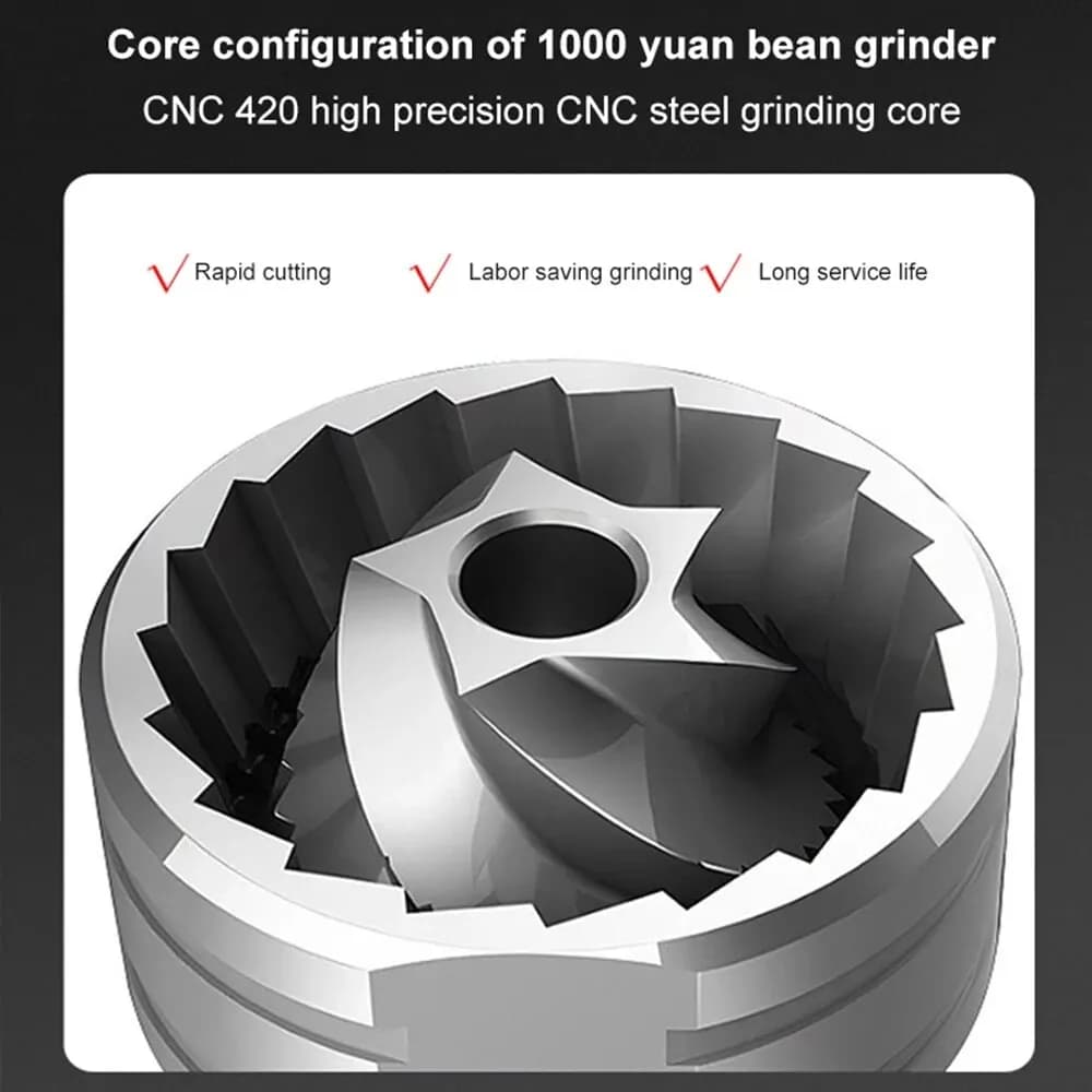 مطحنة قهوة يدوية من الفولاذ المقاوم للصدأ CNC احترافية ذات محمل مزدوج قابل للتعديل لطحن حبوب القهوة - 3