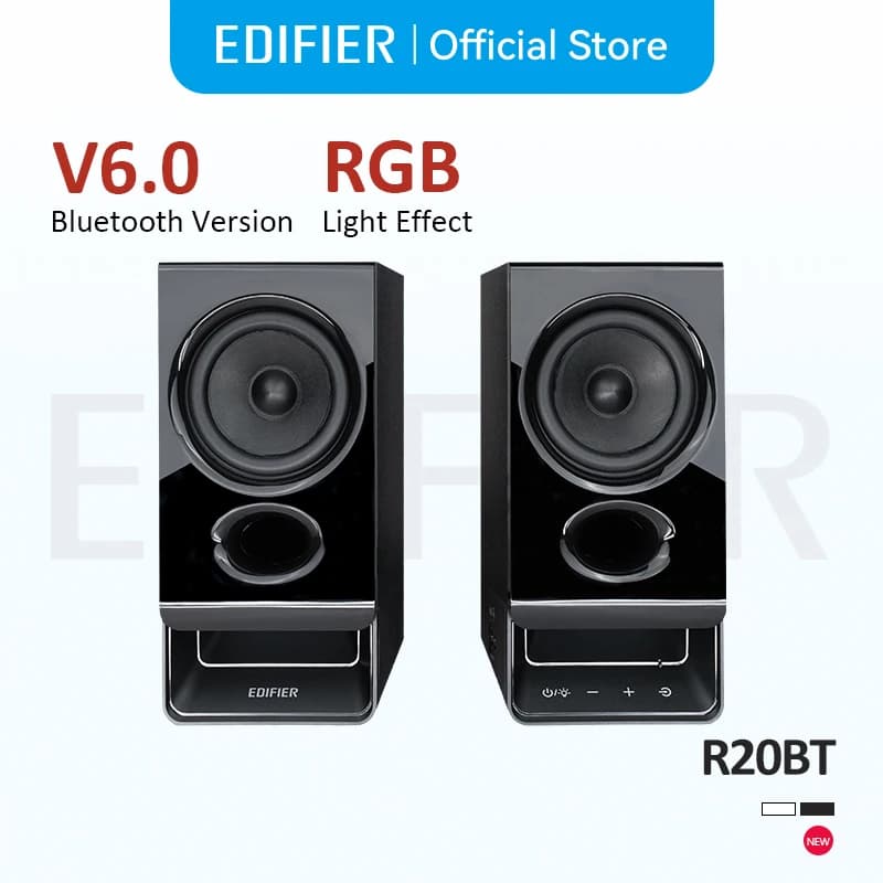 إديفاير R20BT سماعة كمبيوتر تعمل بالـ USB بلوتوث 6.0 مع تأثيرات ضوئية مداخل USB-C AUX