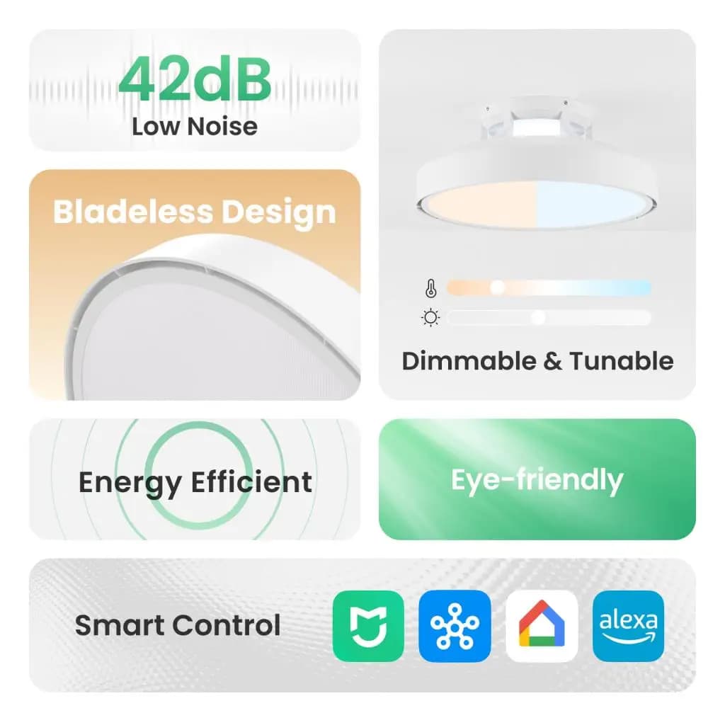 Yeelight smart leafless fan light children's room bedroom invisible ceiling main bedroom room electric fan ceiling fan light - 2