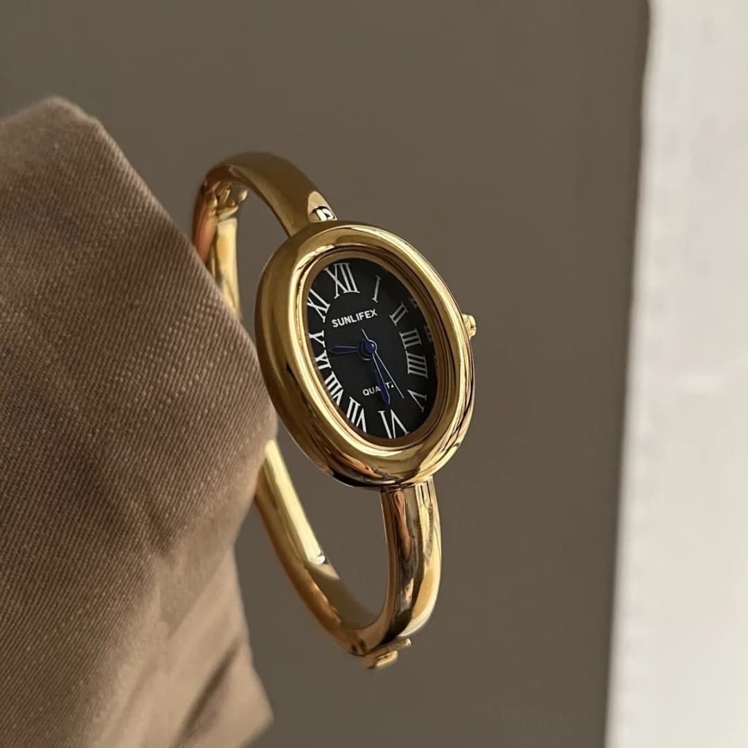 Bathtub Watch Women High end Rose Gold Light Luxury Round Metal Bracelet Watches Ladies Fashion Quartz Wristwatches Jewelry Gift - 5