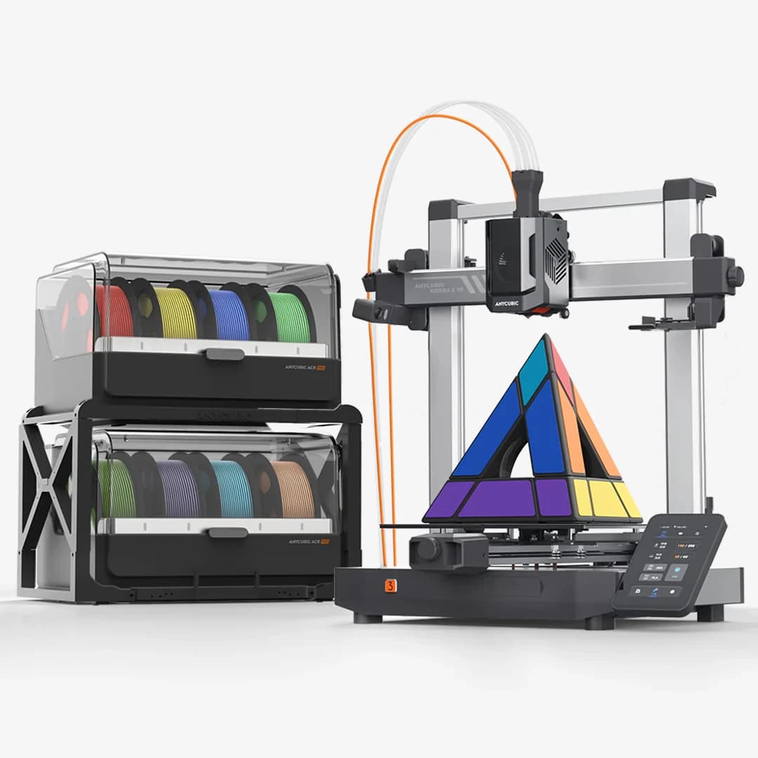 طابعة ثلاثية الأبعاد ANYCUBIC Kobra 3 V2 Combo بتقنية FDM و8 ألوان وسرعة 600 مم/ثانية وتجفيف خيط نشط وتسوية تلقائية بحجم 255*255*260 مم