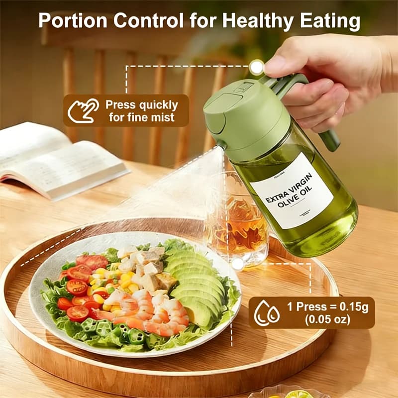 2-in-1 16oz 470ml Brown Glass Oil Sprayer Leakproof Eco-Friendly Olive Oil Dispenser Perfect for Cooking BBQ Grill Air Fryer - 3