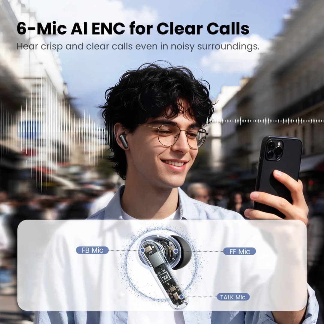 HAYLOU Flowbuds N50 ANC Bluetooth 6.0 Wireless Earphones Active Noise Cancellation 6 Mics AI Claer Call Earbuds 32H Playtime - 3