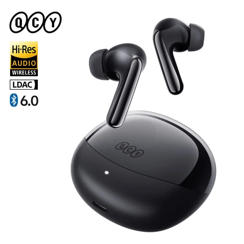 سماعات أذن QCY HT19 MeloBuds N60 هايبرد بإلغاء الضوضاء لاسلكية بلوتوث 6.0 LDAC صوت عالي الدقة درايفر مزدوج باس معزز 45 ساعة