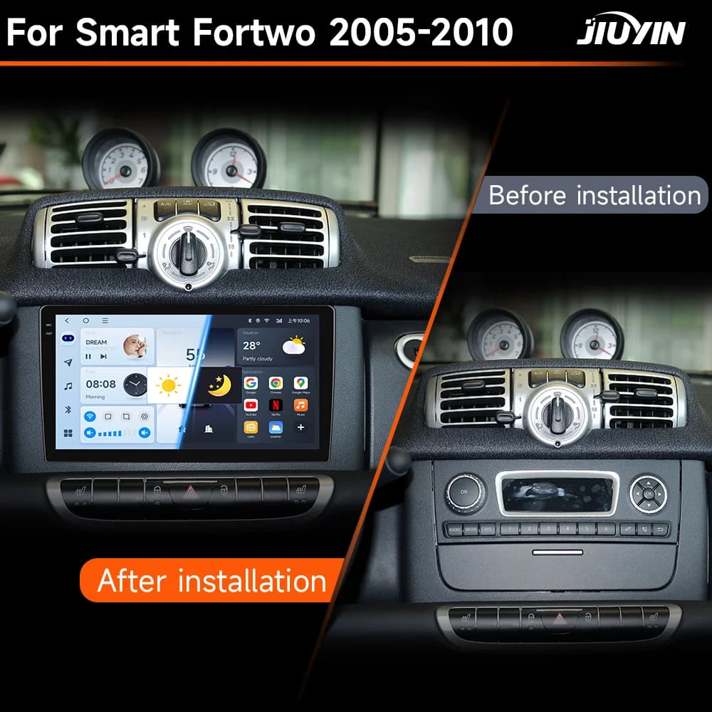 JIUYIN Android Auto Radio Smart Fortwo 451 2005 - 2015 Wireless Carplay 4G Car Multimedia GPS 2din autoradio - 4