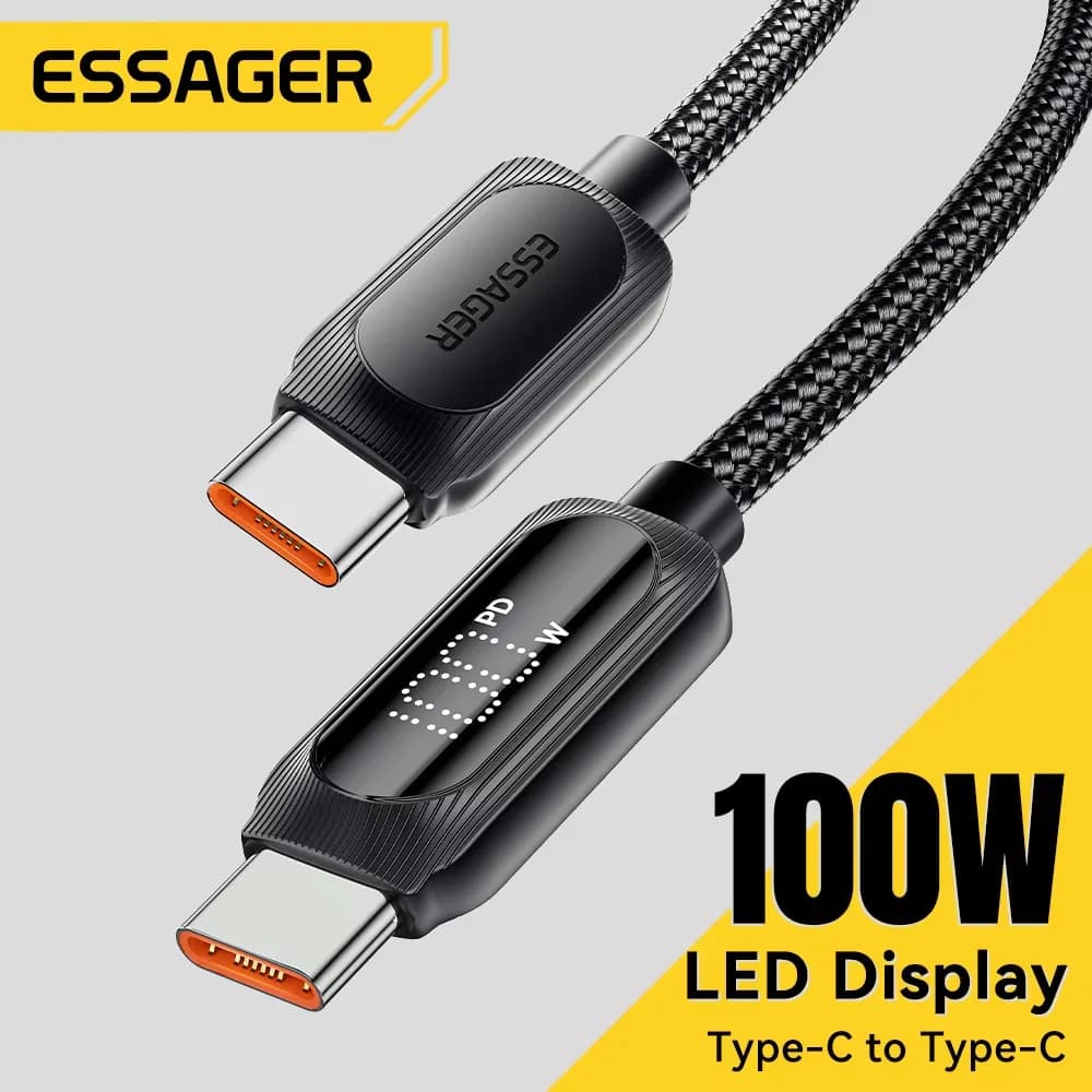 كابل إيساجير USB Type C إلى USB C، 100W، 5A، شحن سريع PD، متوافق مع ماك بوك، شاومي، سامسونج، طول 3 متر