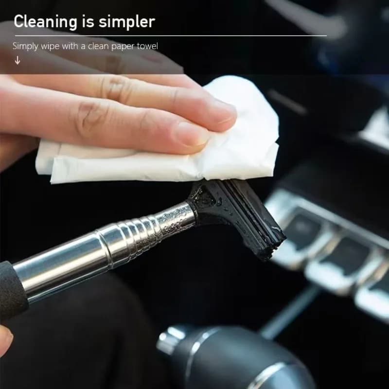 Car Rearview Mirror Wiper Cleaning Tool Auto Glass Mist Cleaner Scraper Car Accessories Handle Telescopic Window Cleaning Brush - 3