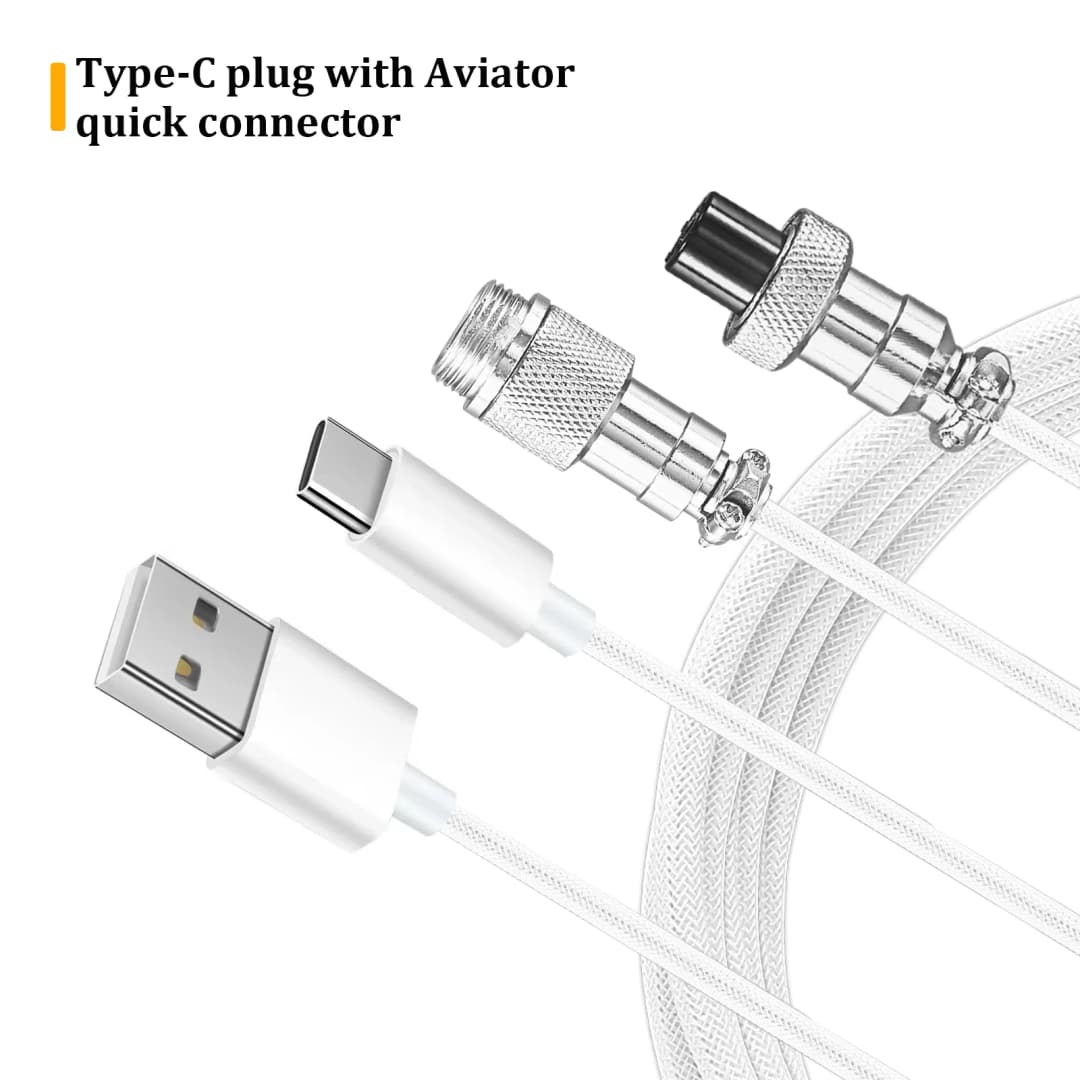كابل ملفوف لوصل الأجهزة من نوع USB Type C للوحة مفاتيح ميكانيكية GX16 كابل طيران ميكانيكي حلزوني لألعاب لوحة المفاتيح USB - 6