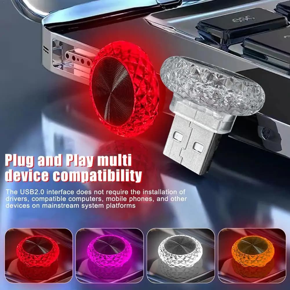أضواء سيارة محيطة، USB محمولة، مصابيح LED صغيرة، إضاءة جو زخرفية، داخلية، سيارة، كمبيوتر، بيئة