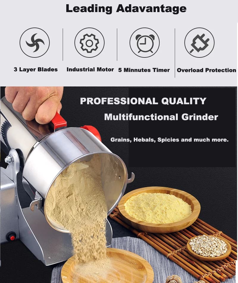 مطحنة حبوب وتوابل وأعشاب ورقائق وقهوة وطعام جاف من BioloMix، 800g/700g، آلة طحن، مطحنة دقيق، مسحوق - 5