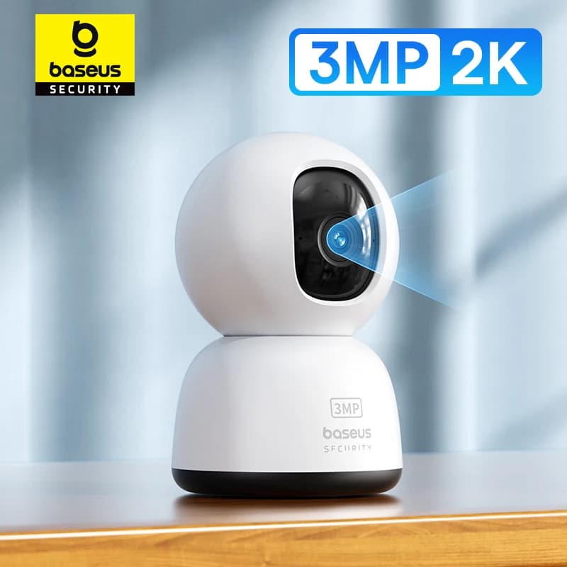 كاميرا Baseus Security P1 Lite الداخلية بدقة 2K و3 ميجابكسل، كاميرا ذكية صغيرة بتدوير وتوجيه مع واي فاي وأمان منزلي لاسلكي بدقة Full HD وتتبع تلقائي بالذكاء الاصطناعي