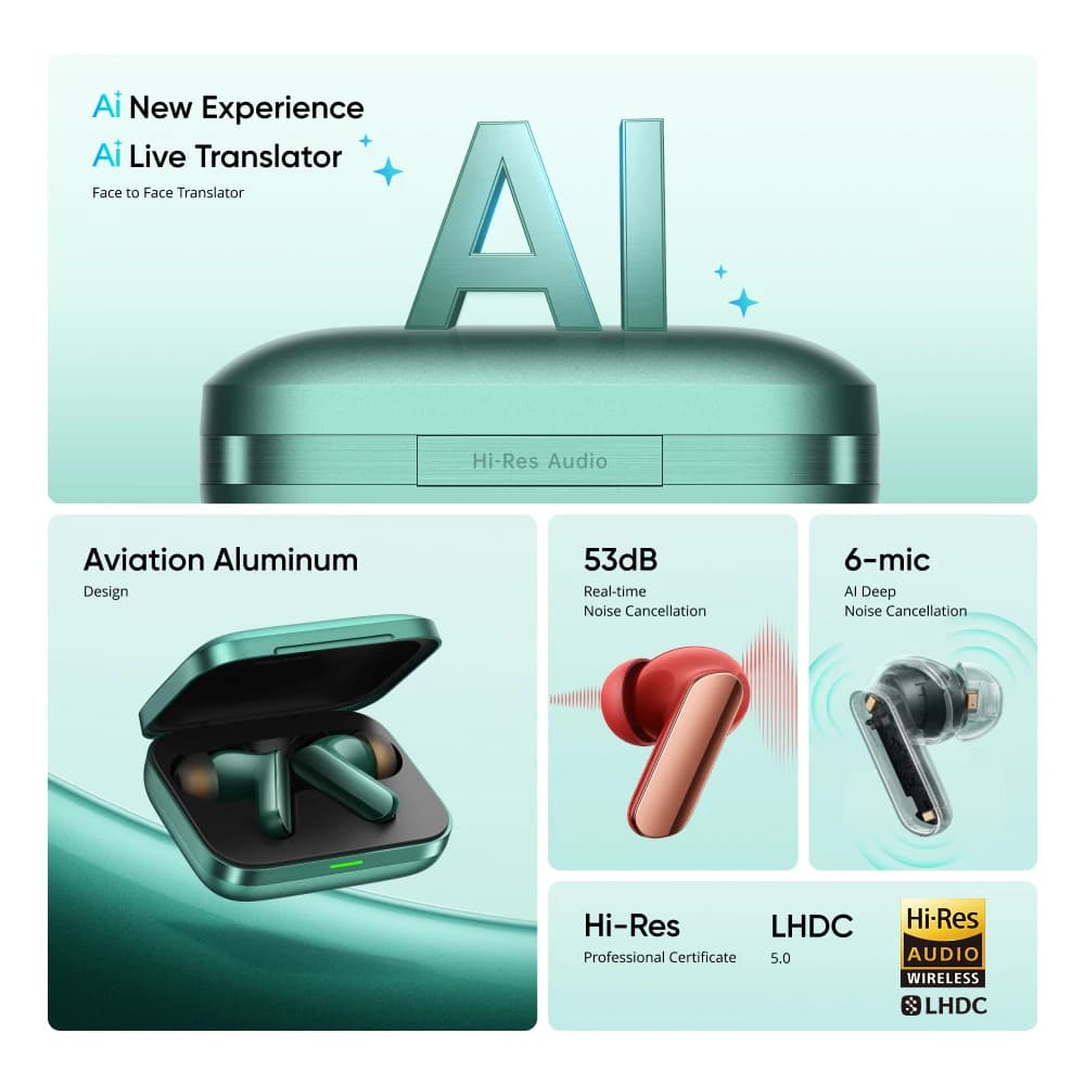 realme Buds Air 7 Pro TWS Earphone AI Live Translator 53dB Noise Cancellation 3D Spatial Effect 11+6mm Dual-dac Driver LHDC 5.0 - 2