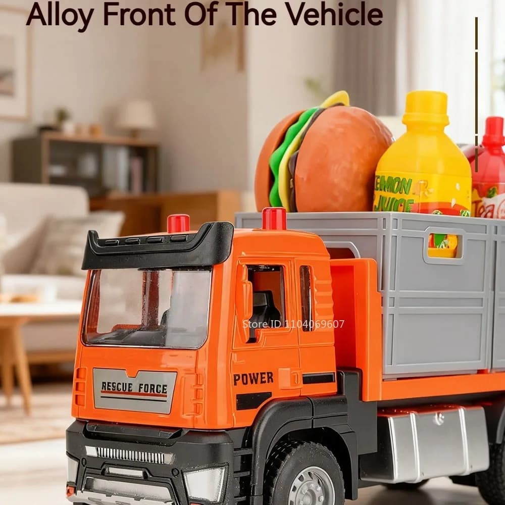 1:32 Fruit and Vegetable Transport Vehicle Toy Models Metal Diecast Container Trucks Toy Engineering Car Model Ornament for Boys - 4