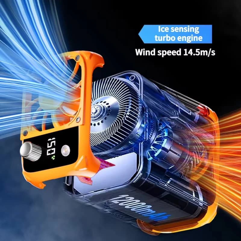 Mini high-speed waist fan, bladeless USB hanging neck fan, outdoor multifunctional mobile power lighting digital display fan - 3