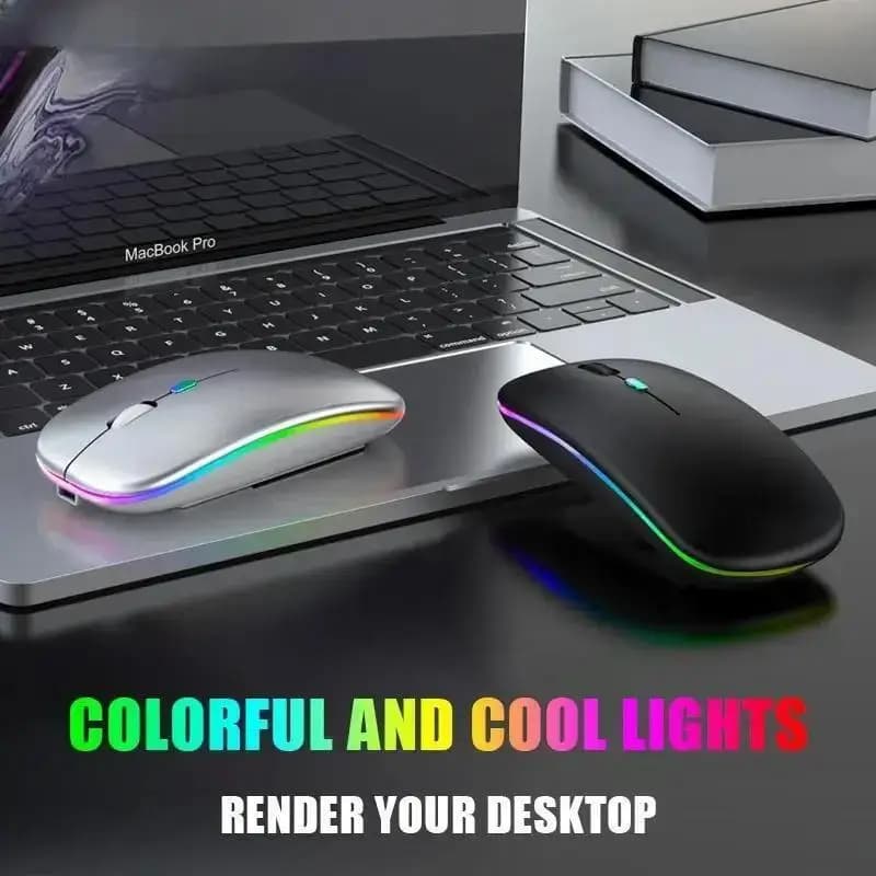 ماوس ألعاب لاسلكي مريح مع إضاءة خلفية RGB، قابل لإعادة الشحن، صامت، متوافق مع USB، مناسب للكمبيوتر المحمول والكمبيوتر الشخصي - 5