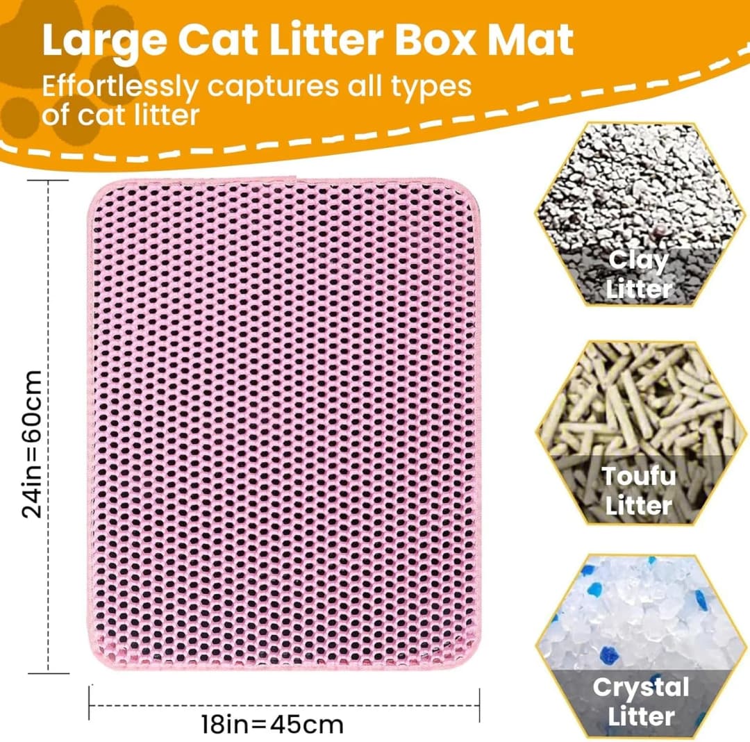 Cat Litter Mat Double Layer Pet Non Slip Big Pet Litter Box Filter MatWear Resistant Waterproof Anti-slip Cat Litter Mat - 2