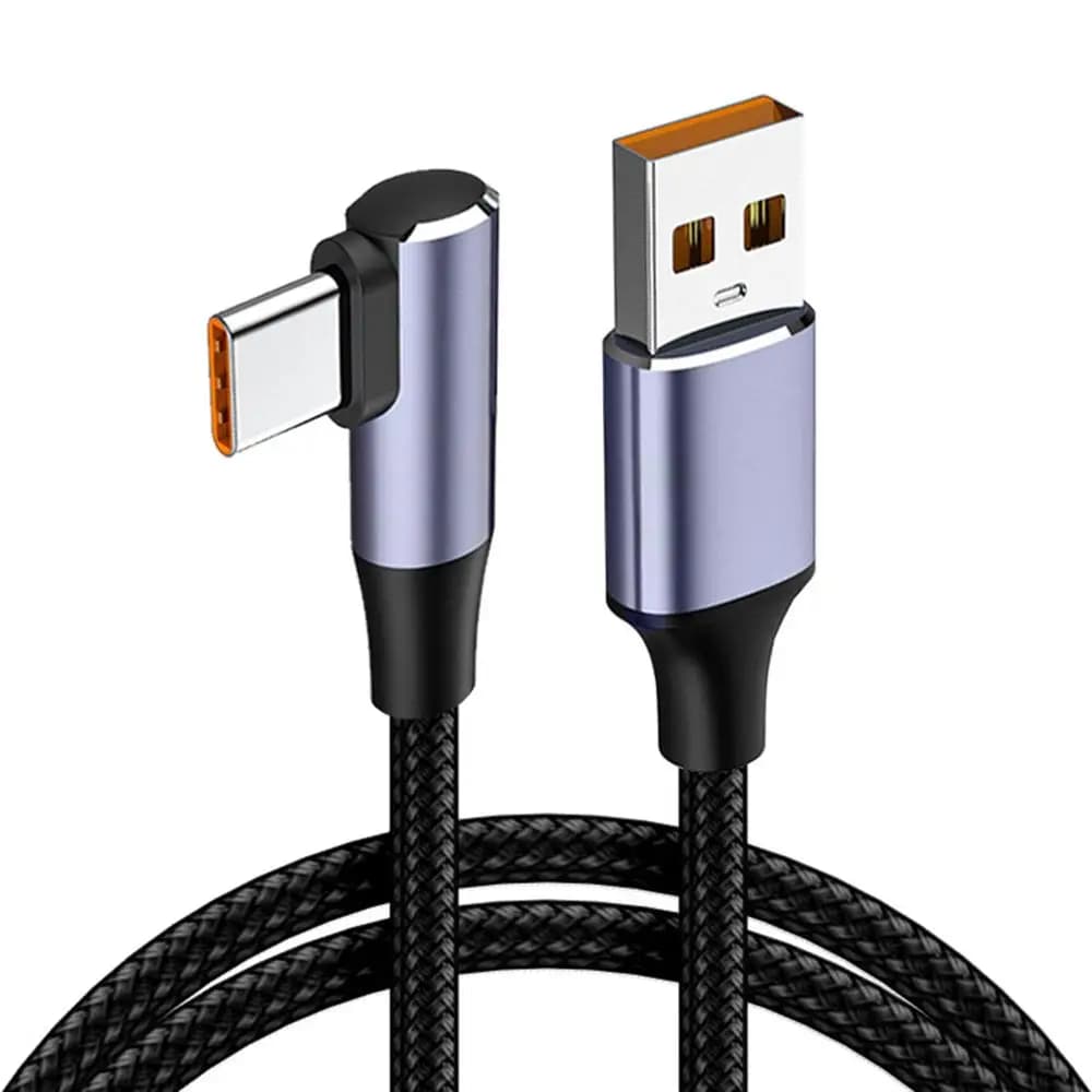 كابل بيانات زاوية يمنى 90 درجة، 100W PD، شحن سريع، كابل USB A إلى USB Type C، لكمبيوتر محمول وهاتف محمول