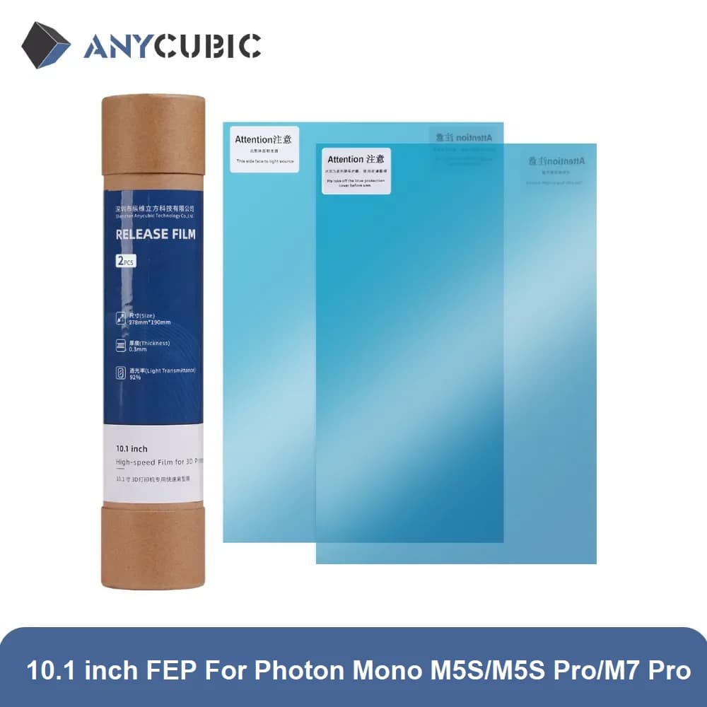 ANYCUBIC قطعتين 5 قطع 10.1 بوصة FEP ملحقات مطبوعة ثلاثية الأبعاد لطابعة Photon Mono M5s/ M5S Pro/Photon Mono M7 Pro LCD ثلاثية الأبعاد