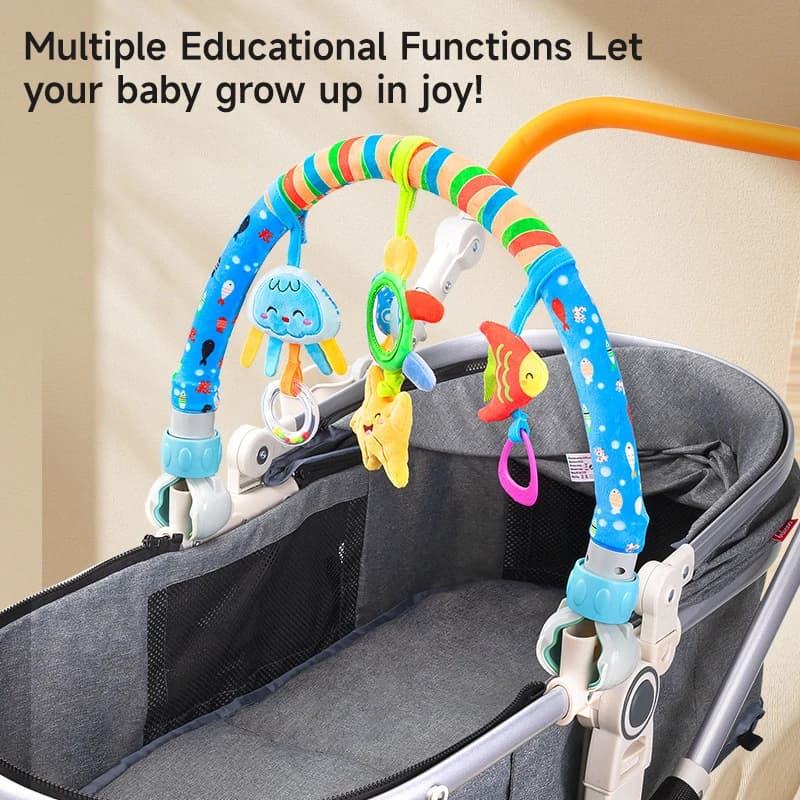 Baby Stroller Arch Toys Adjustable Clip Crib Mobile Hanging Bed Bell Baby Rattle Toy Sensory Development Baby Activity Arch Toys - 2